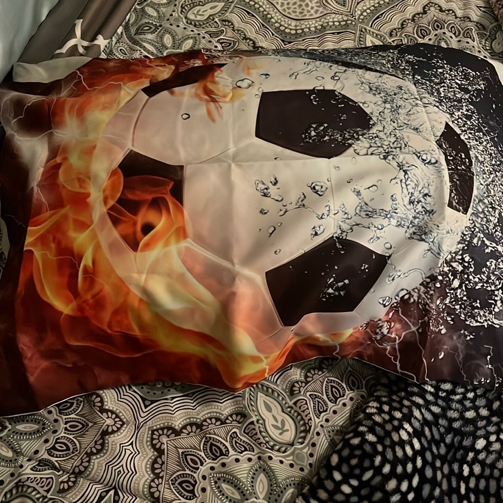 Satin soccer pillow case, full/queen size